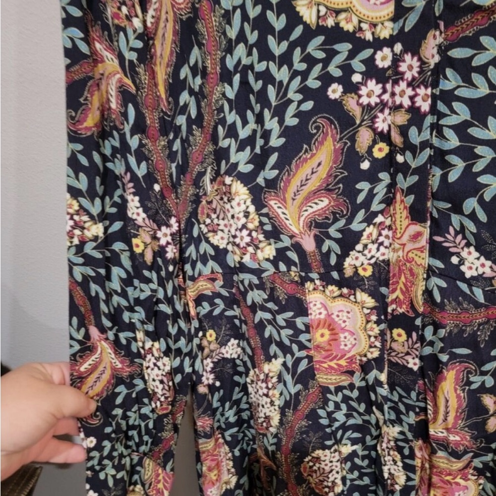 loft floral tie midi shirt dress